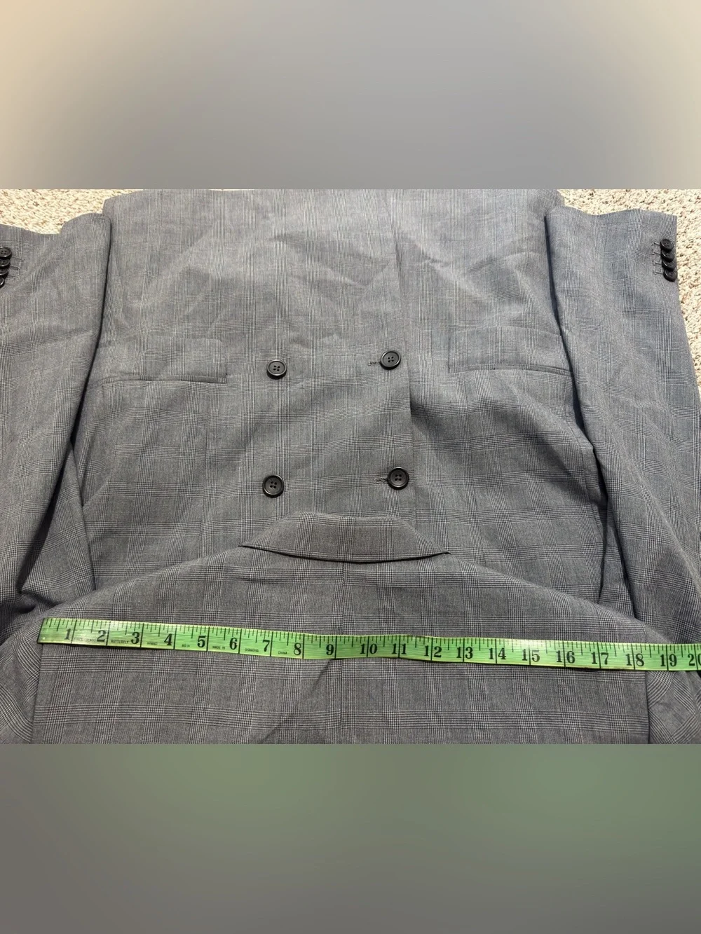 Banana Republic Men's 42R Gray Glen Plaid Double Breasted Slim Top Suit Jacket